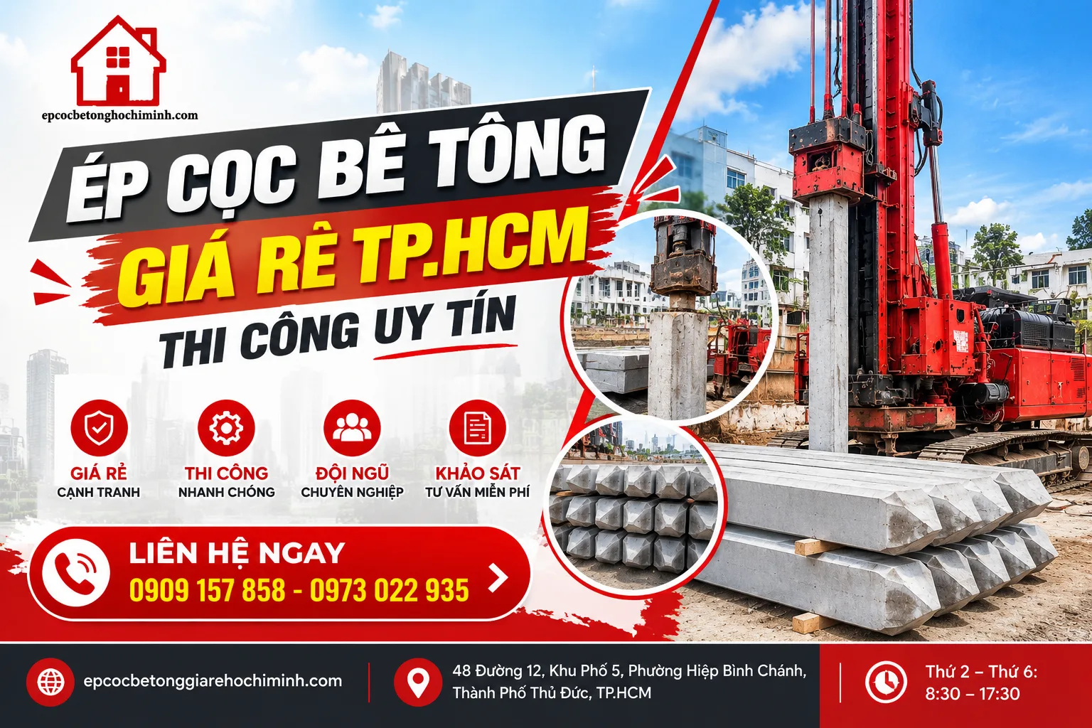 Ép Cọc Bê Tông Giá Rẻ TP.HCM – Thi Công Uy Tín